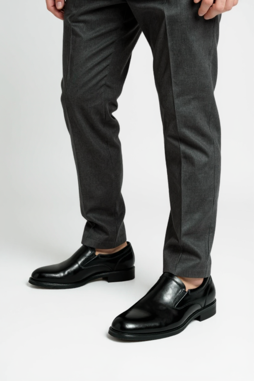 Slip-On Leather Formal Shoes for Men - Black