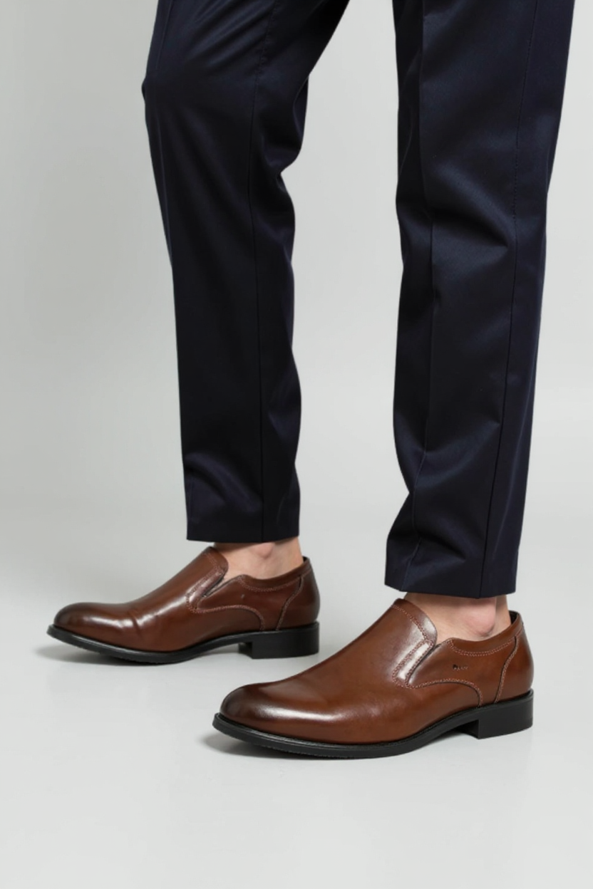 Slip-On Leather Formal Shoes for Men - Brown
