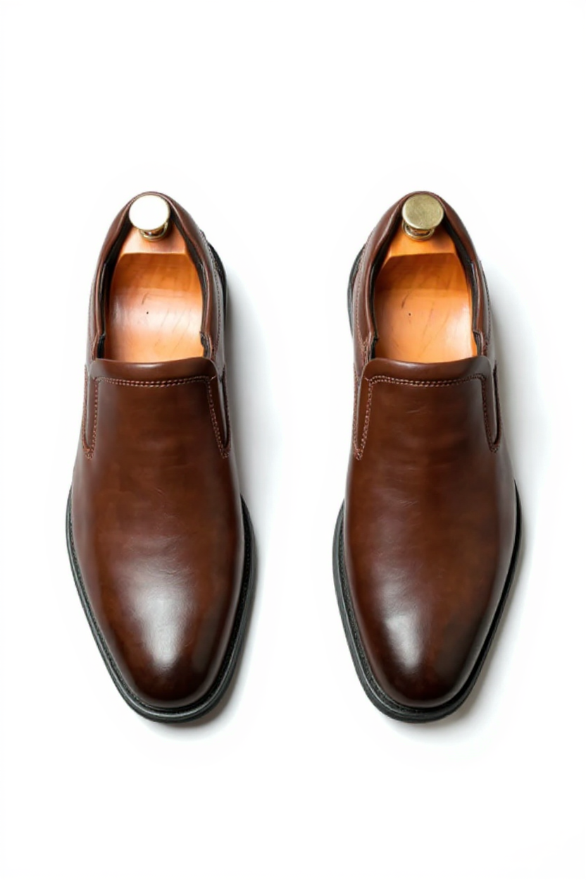 Slip-On Leather Formal Shoes for Men - Brown