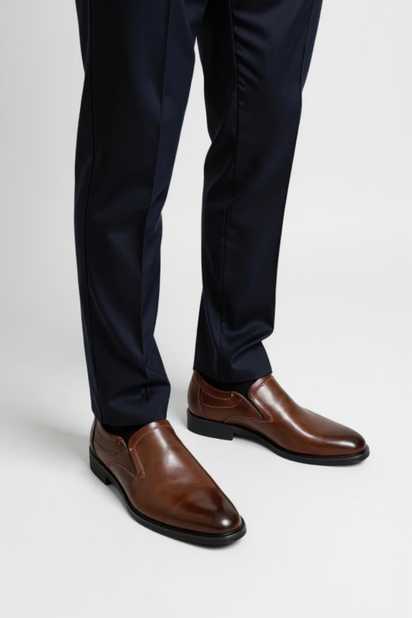 Slip-On Leather Formal Shoes for Men - Brown