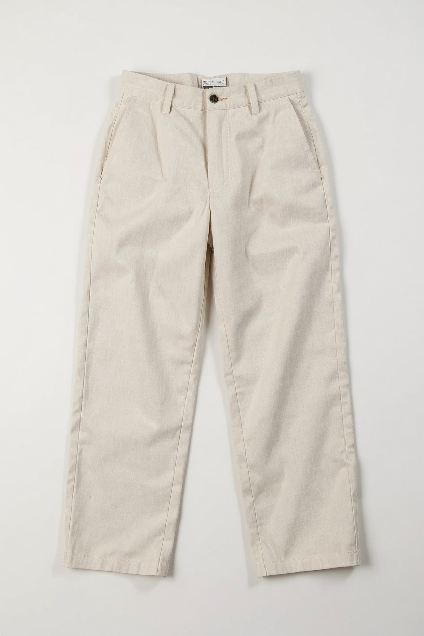 Straight-Leg Linen Blend Trousers for Men - Beige