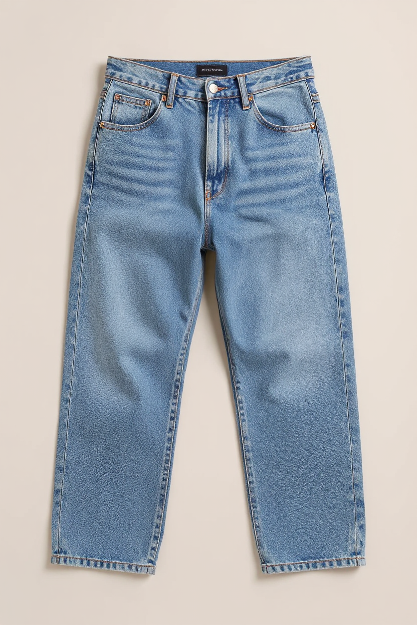 Straight Leg Washed Denim Jeans for Men - Blue