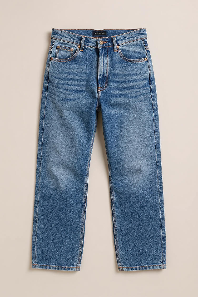 Straight Leg Washed Denim Jeans for Men - Light Blue