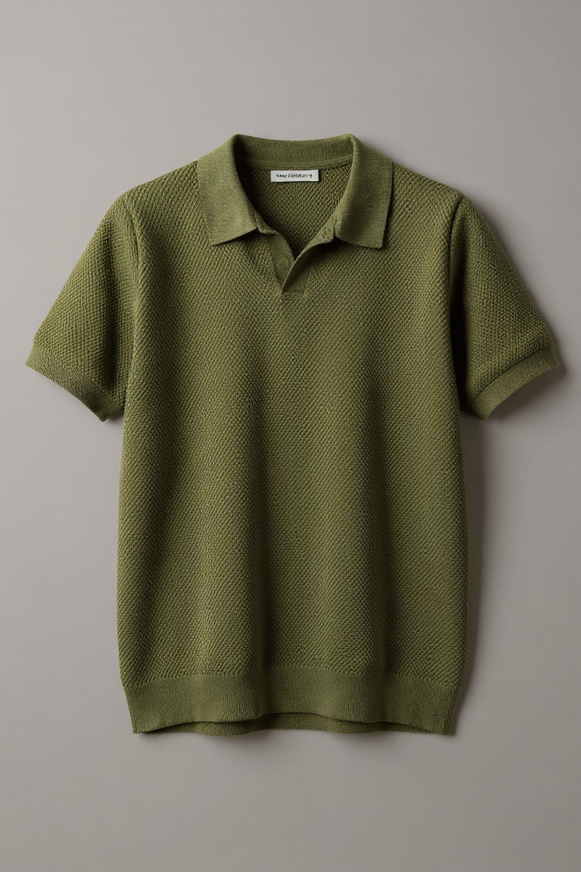 Structured Short Sleeve Polo Shirt for Men - Green