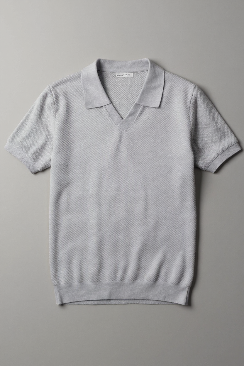 Structured Short Sleeve Polo Shirt for Men - Grey