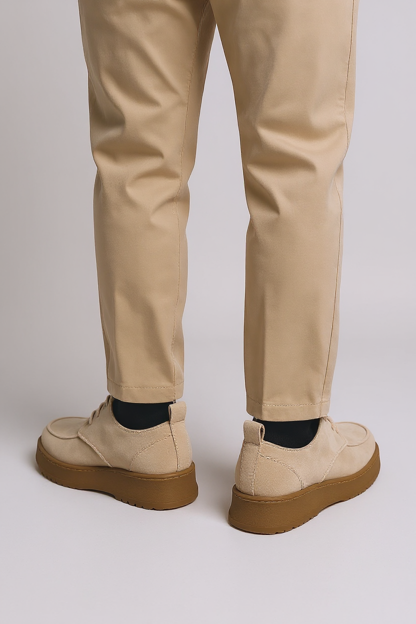 Suede Crepe Derby Shoes for Men - Beige