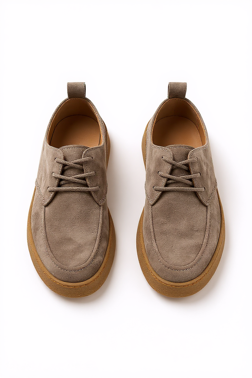 Suede Crepe Derby Shoes for Men - Grey