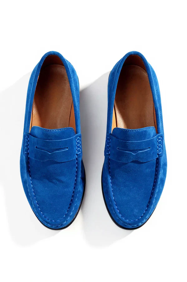 Suede Moccasin Slip-On Shoes for Men - Blue