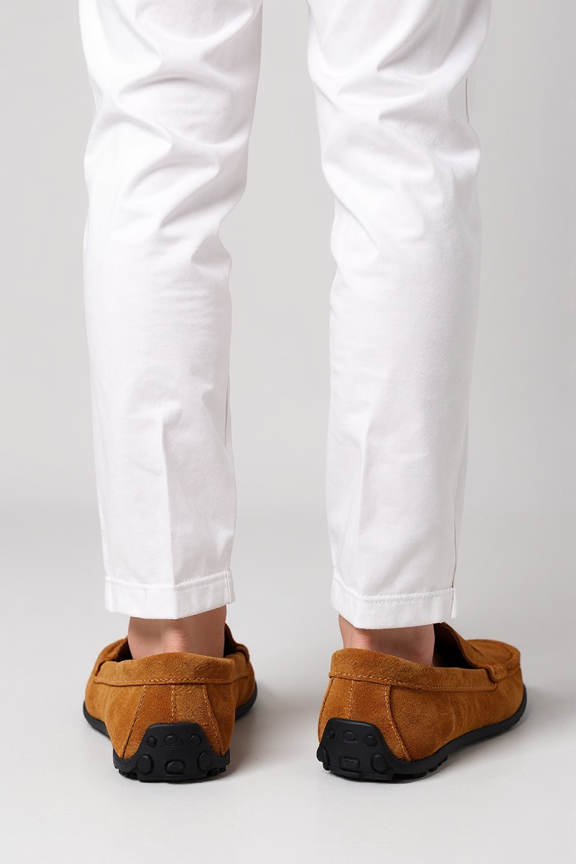 Suede Moccasin Slip-On Shoes for Men - Brown