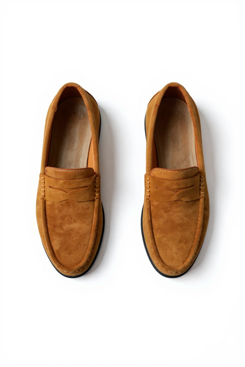 Suede Moccasin Slip-On Shoes for Men - Brown