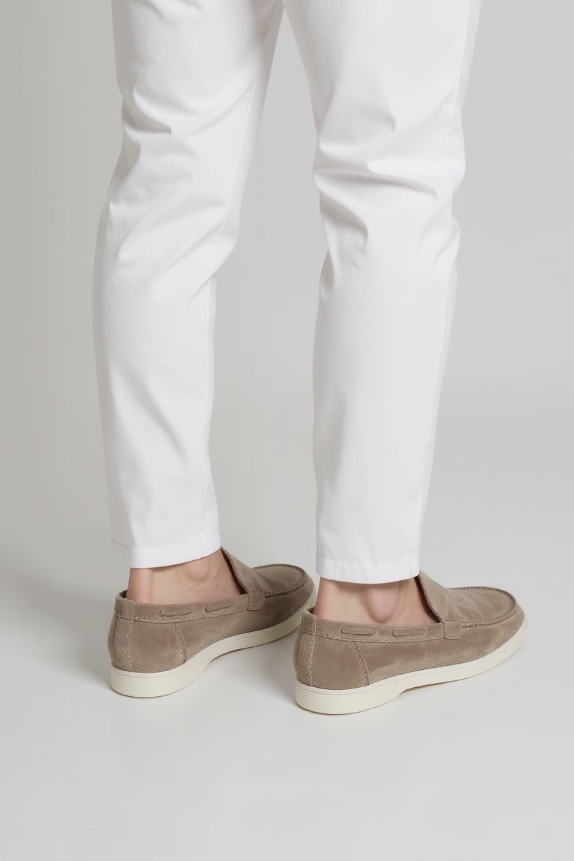 Suede Slip-On Loafers for Men - Beige