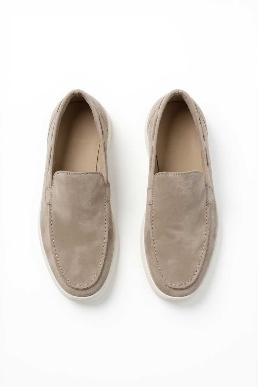 Suede Slip-On Loafers for Men - Beige