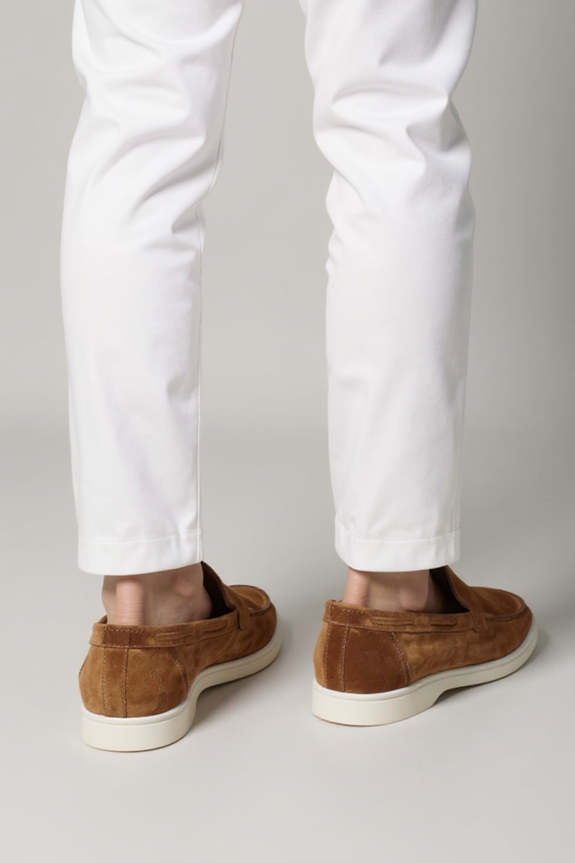 Suede Slip-On Loafers for Men - Brown