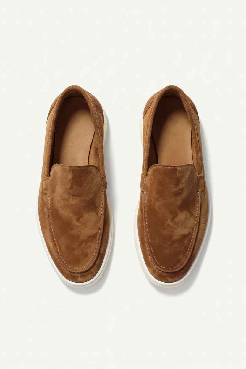 Suede Slip-On Loafers for Men - Brown