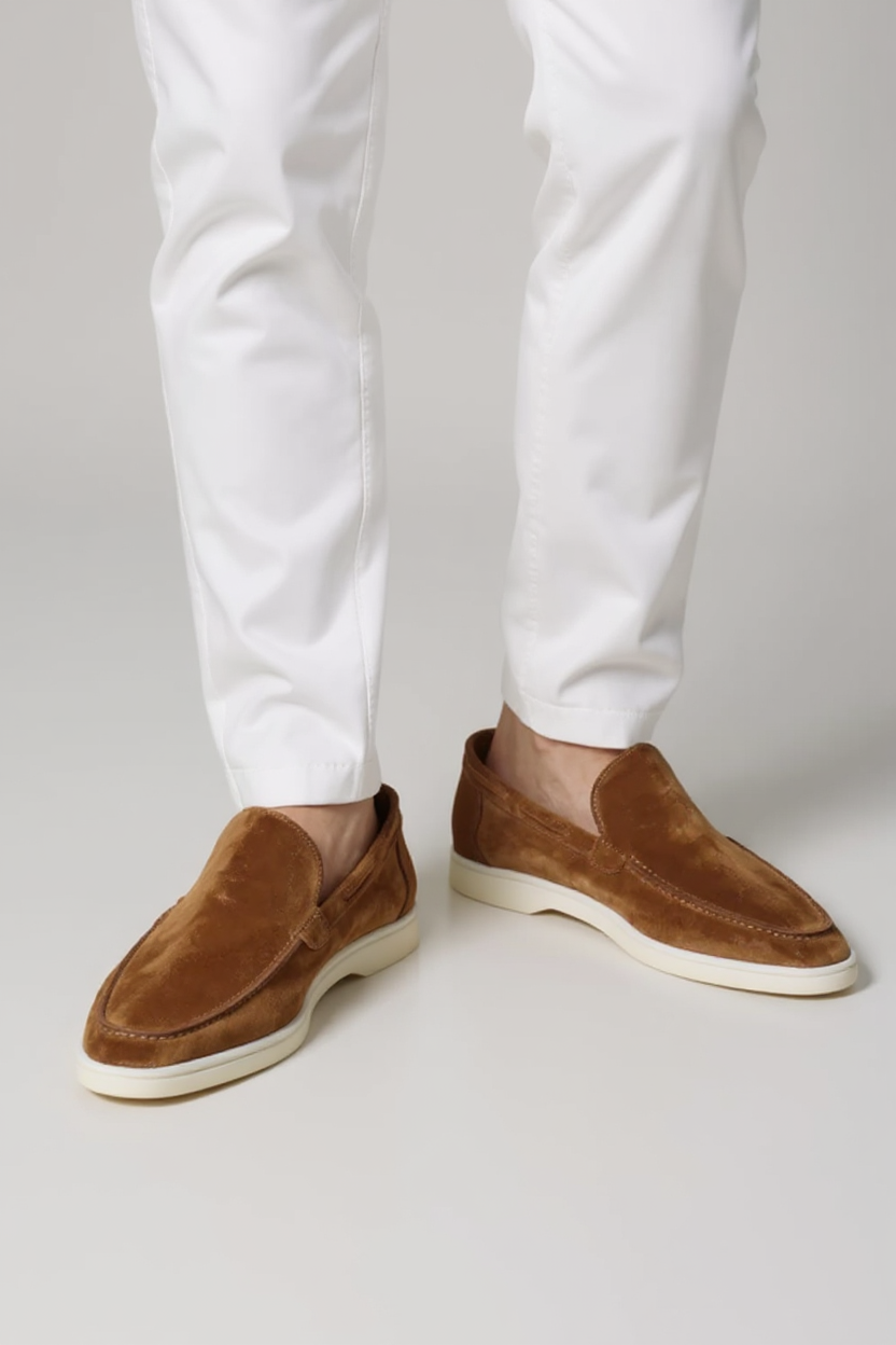 Suede Slip-On Loafers for Men - Brown