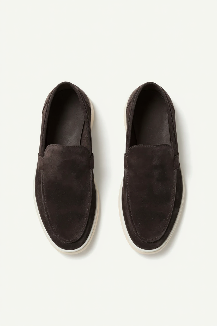 Suede Slip-On Loafers for Men - Dark Brown