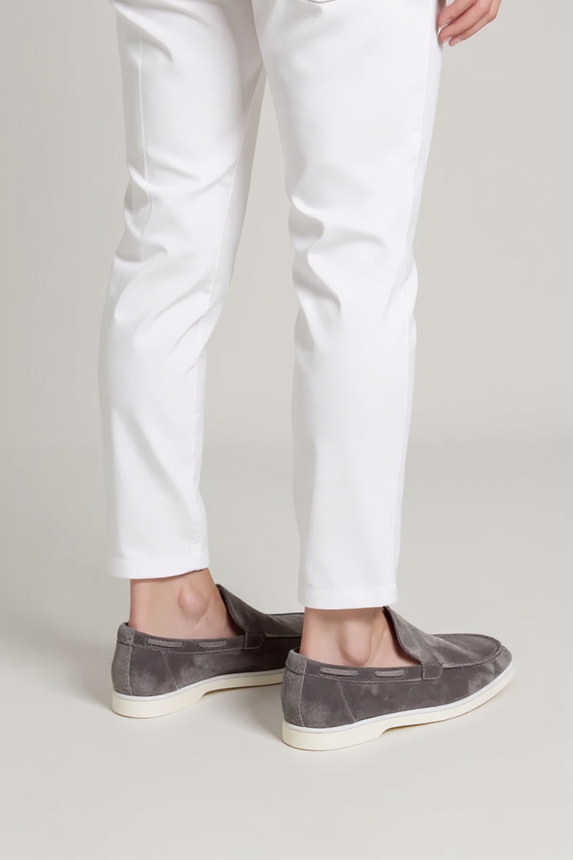 Suede Slip-On Loafers for Men - Light Grey