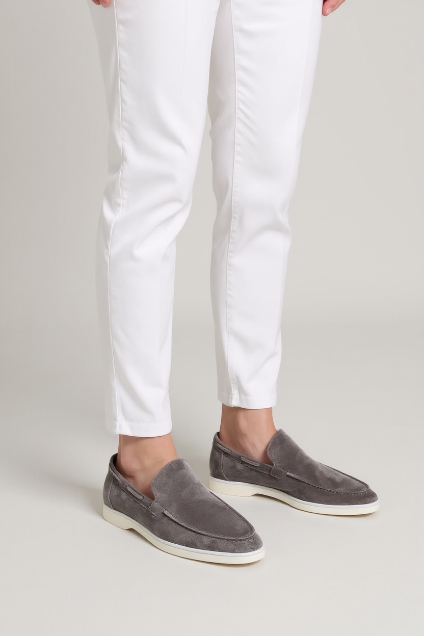 Suede Slip-On Loafers for Men - Light Grey