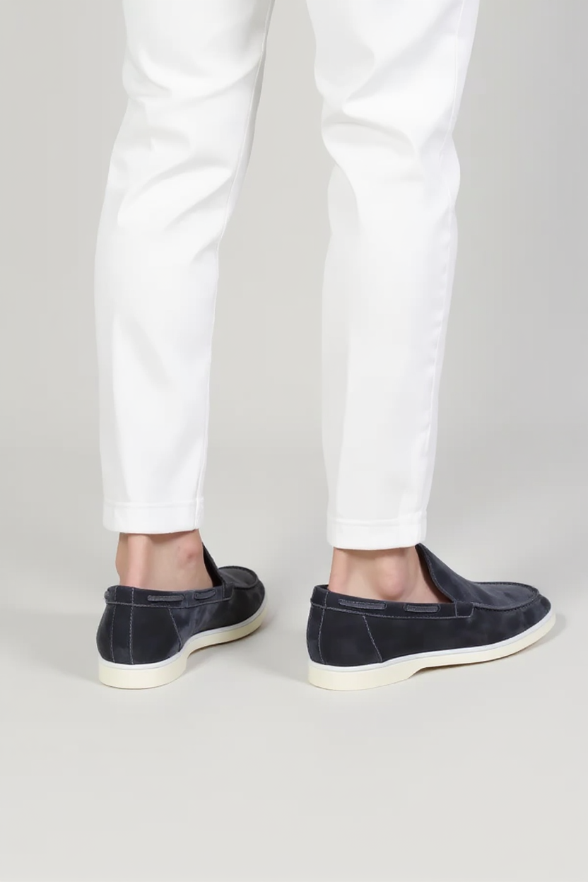 Suede Slip-On Loafers for Men - Navy