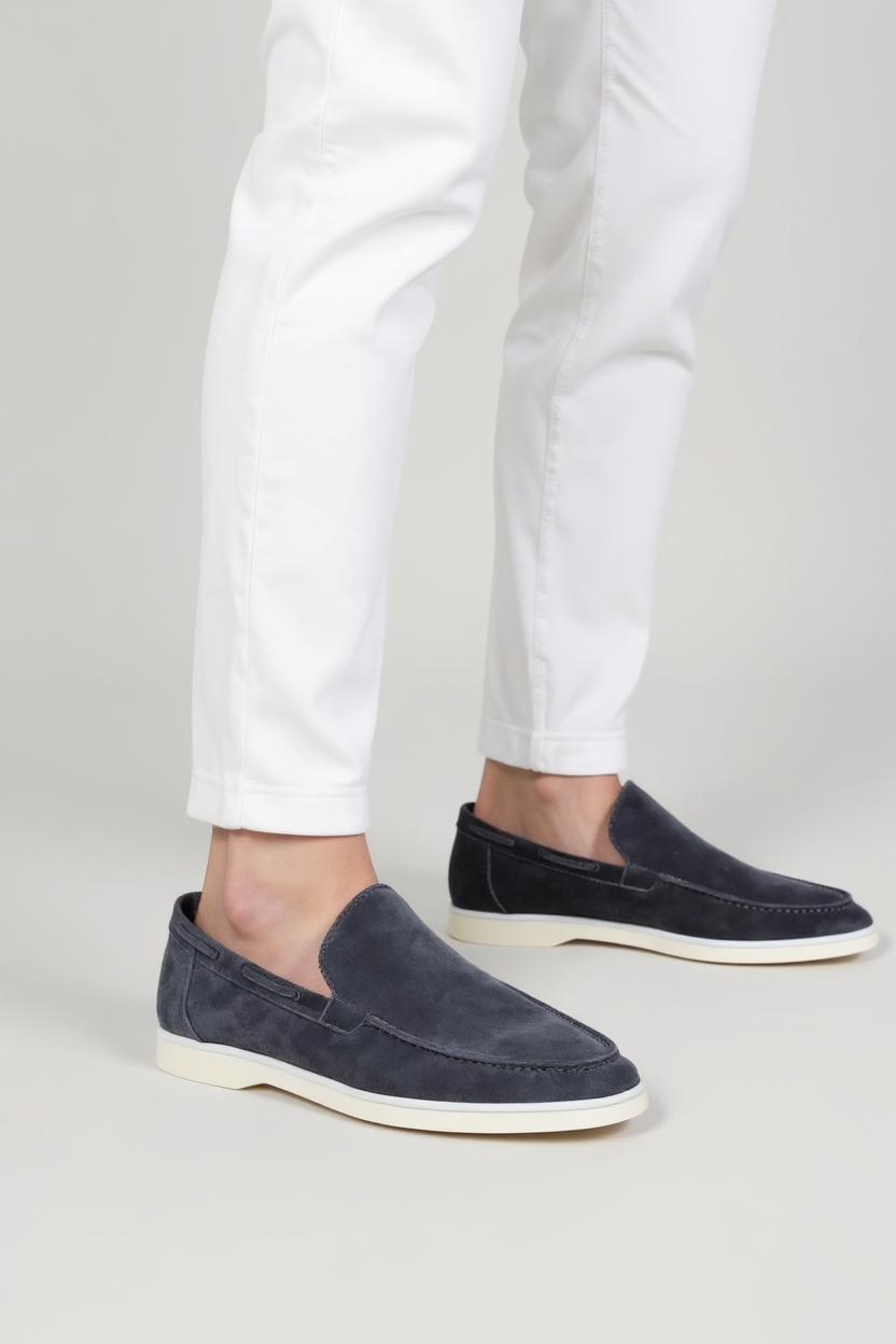 Suede Slip-On Loafers for Men - Navy