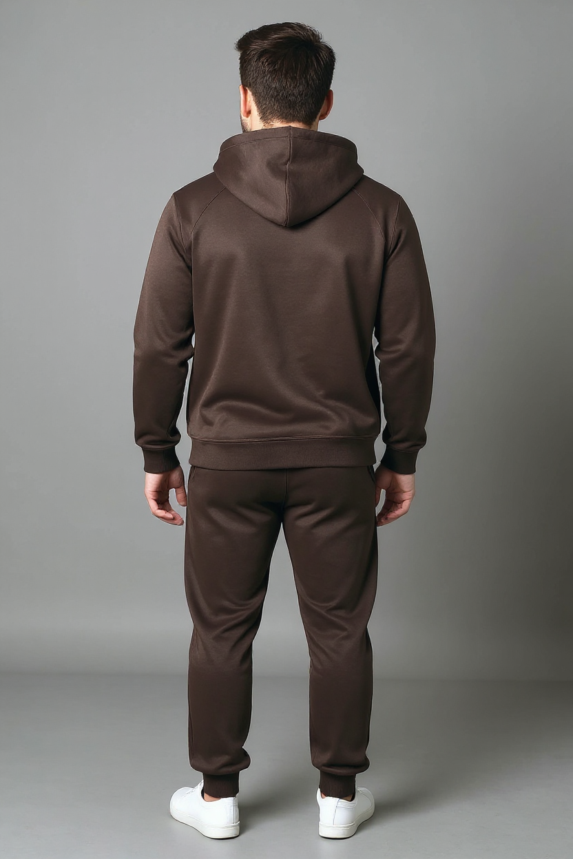 Athletic Zip-Up Tracksuit for Men - Brown