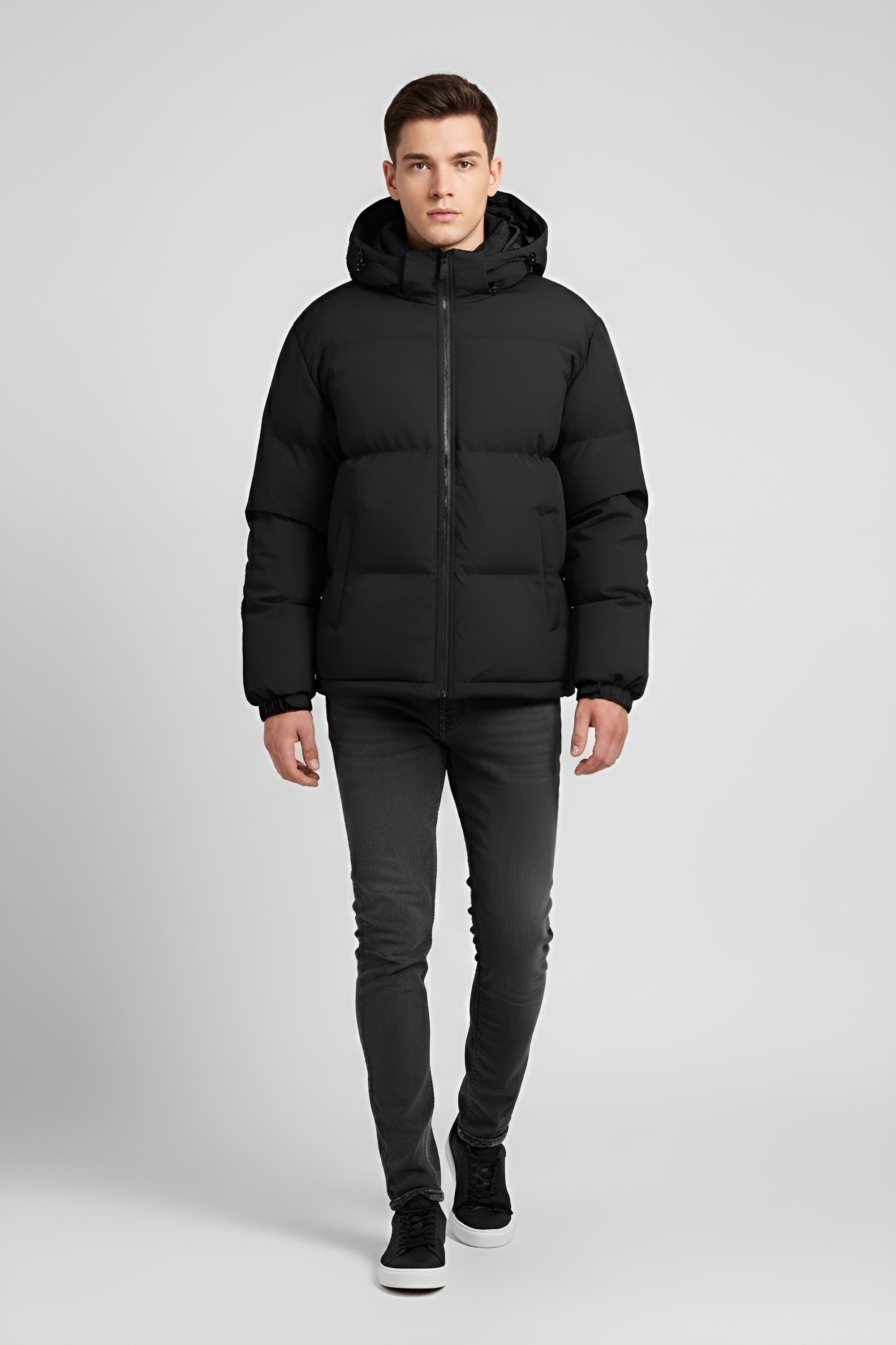 Essential Men’s Puffer Jacket Parka - Black