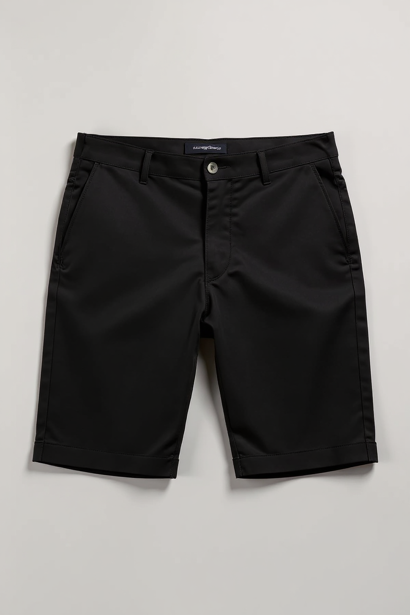 Fitted Stretch Chino Shorts for Men - Black