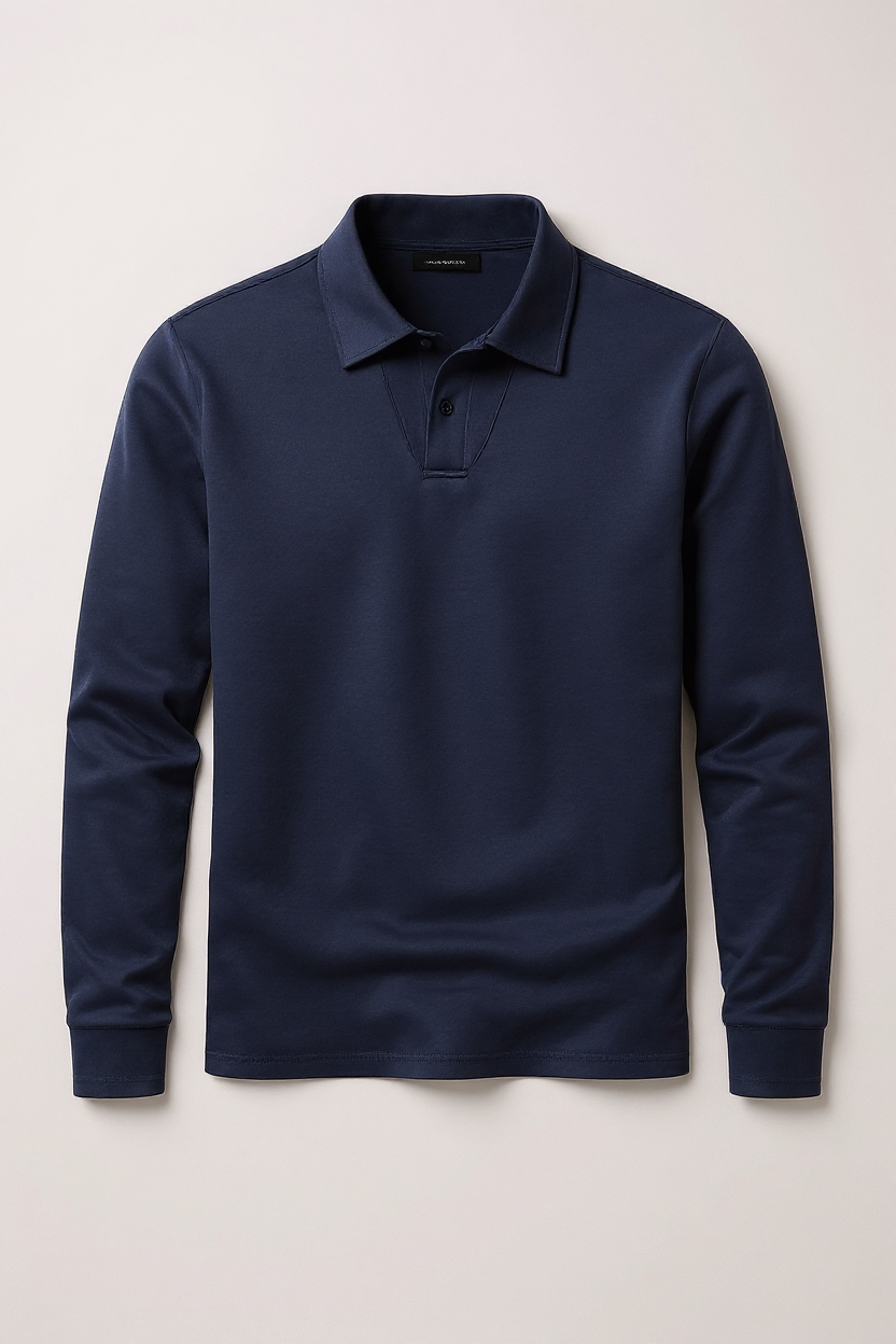Long Sleeve Polo Shirt for Men - Blue