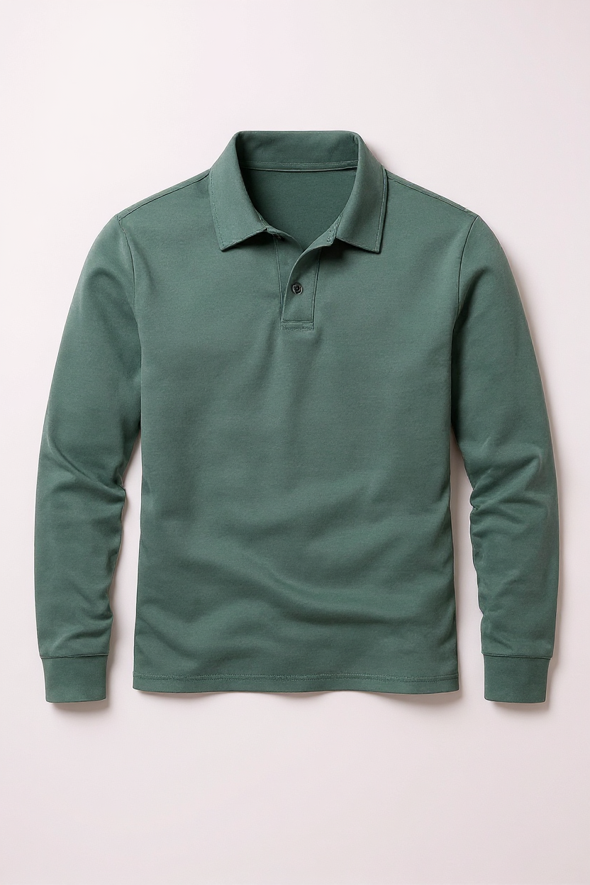 Long Sleeve Polo Shirt for Men - Green