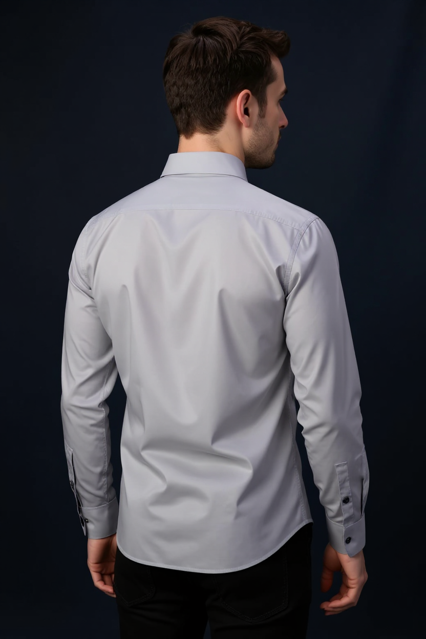 Long Sleeve Stretch Shirt for Men - Grey