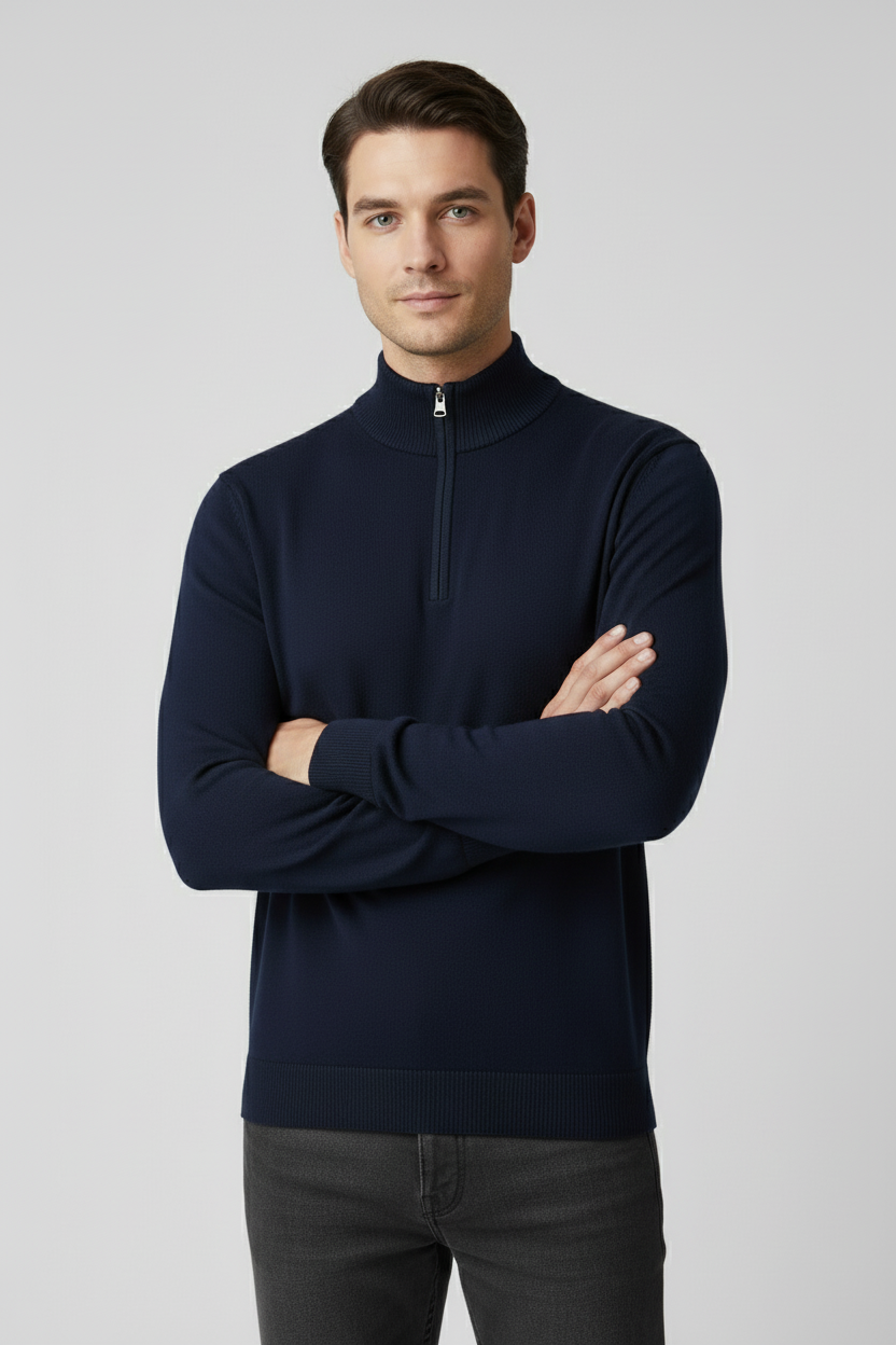 Refined Men’s Half Zip Up Jumper - Navy