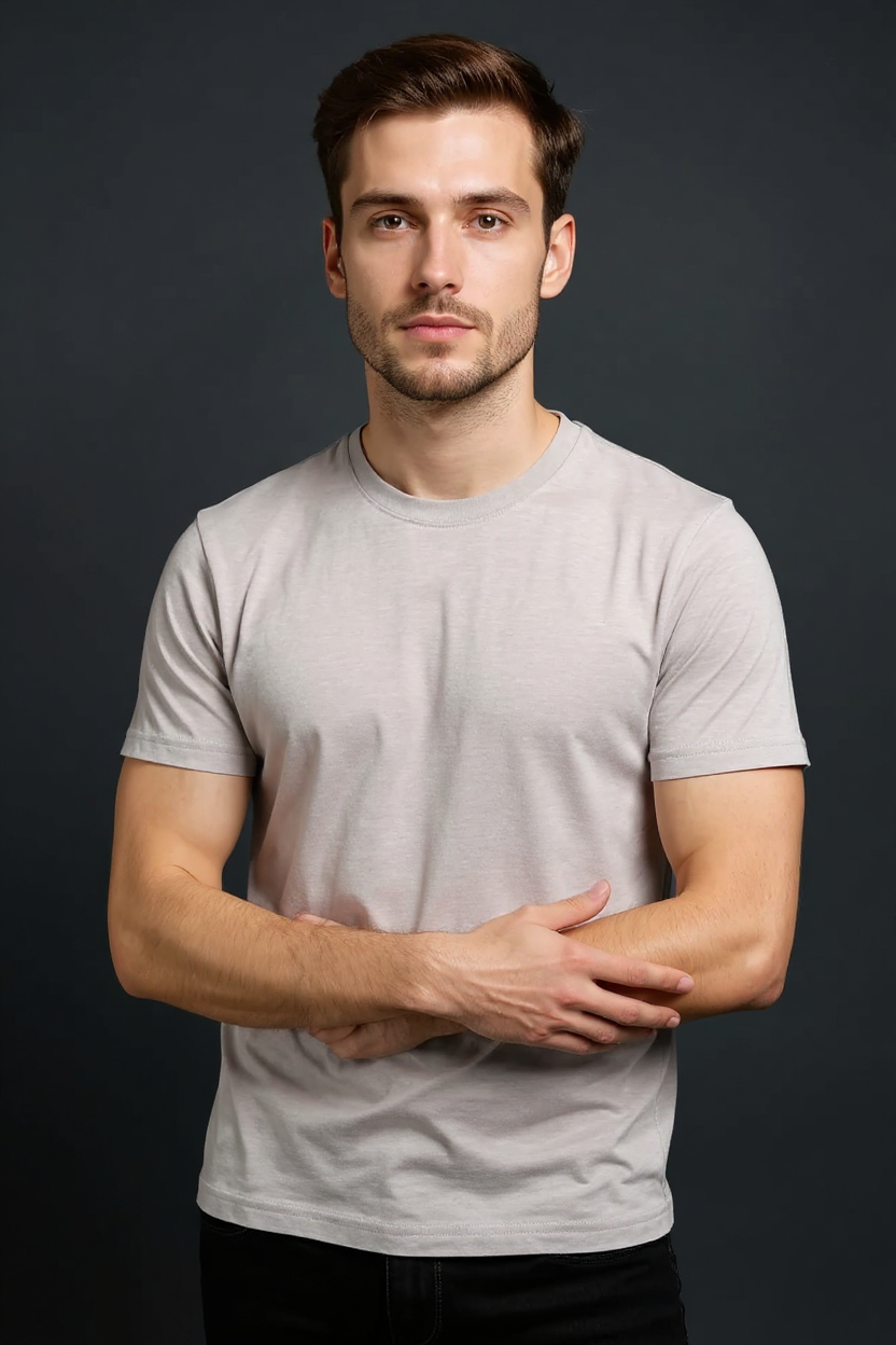 Relaxed Crew Neck T-Shirt for Men - Grey