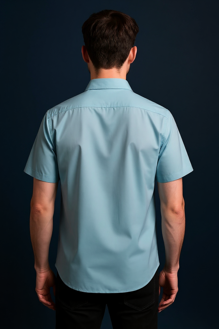 Short Sleeve Button Shirt for Men - Ice Blue
